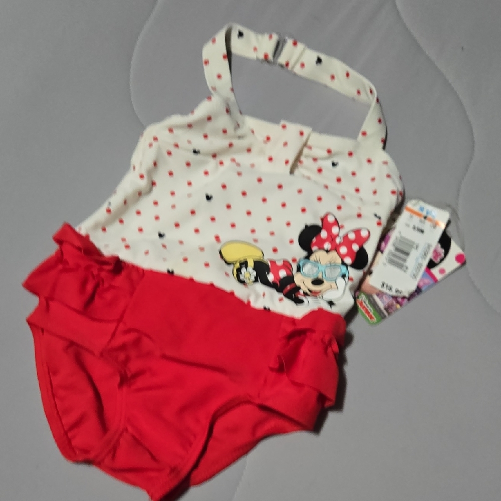 Disney Minnie Mouse Red and White Swimsuit 6-9months